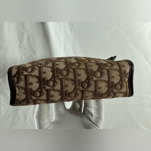 Genuine CHRISTIAN DIOR vintage brown canvas clutch with logo 70s - Picture 7 of 12